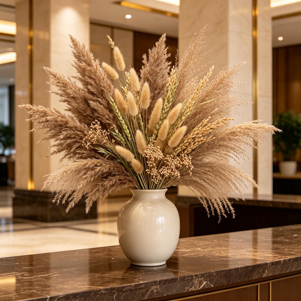 Pampas Grass Decor - 1 Bunch Mixed Dried Flowers Bouquet