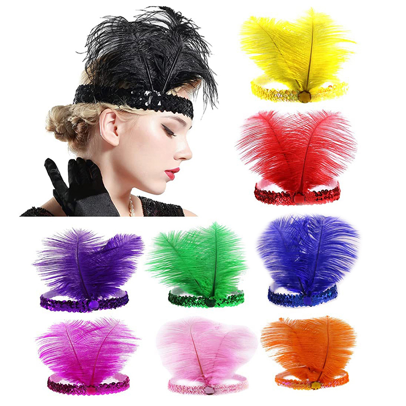 Home Decor Indonesia - Sequins Feather Crystal Headband Indian Feather