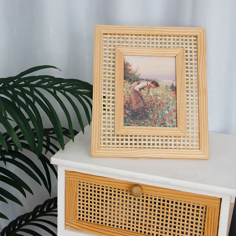 Bamboo Photo Frame - Nordic Solid Wood Rattan Woven Photo