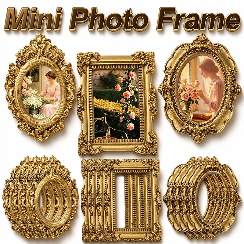 Bamboo Photo Frame - 10/5pcs Vintage Resin Mini Photo Frames