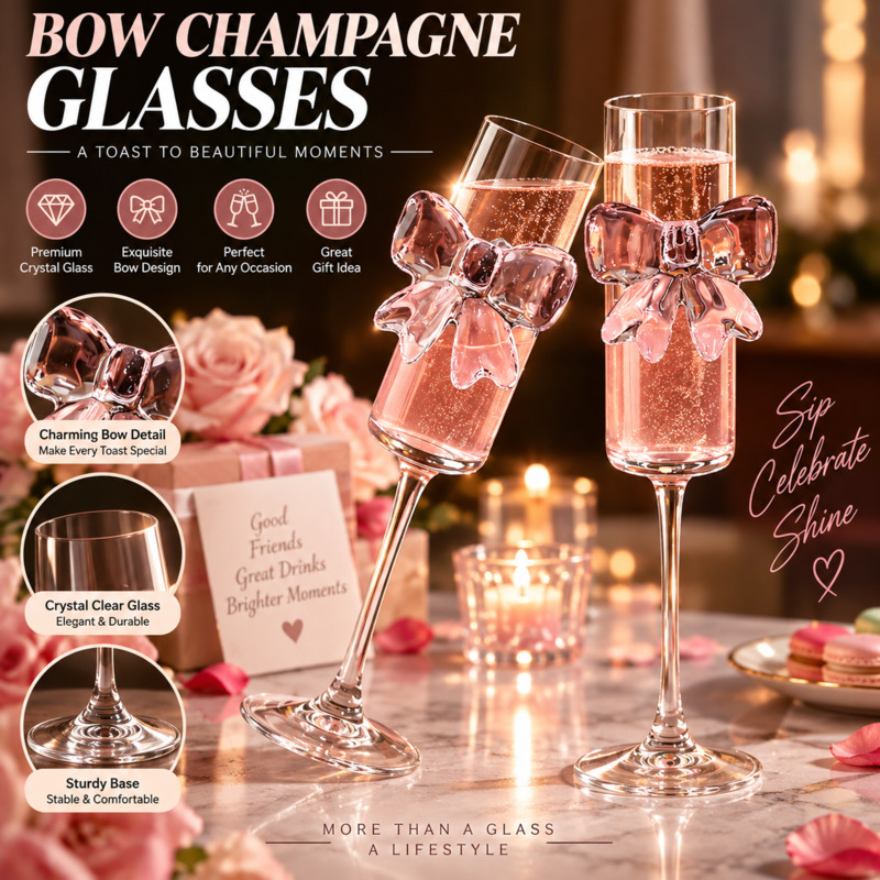Bow Champagne Flutes Glass Wed - огляд і ціна Home Decor Y2K
