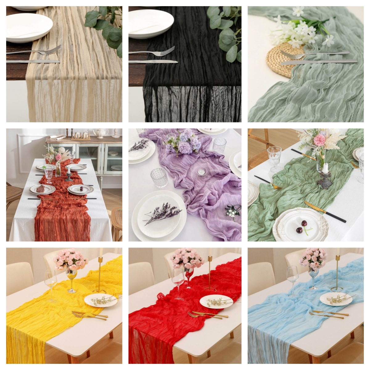 Boho Gauze Table Runner, Crink - огляд і ціна Linen Table Runner