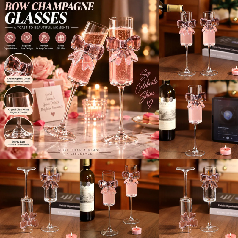 Wedding Bow Y2K Wine Glasses C - огляд і ціна Home Decor Y2K