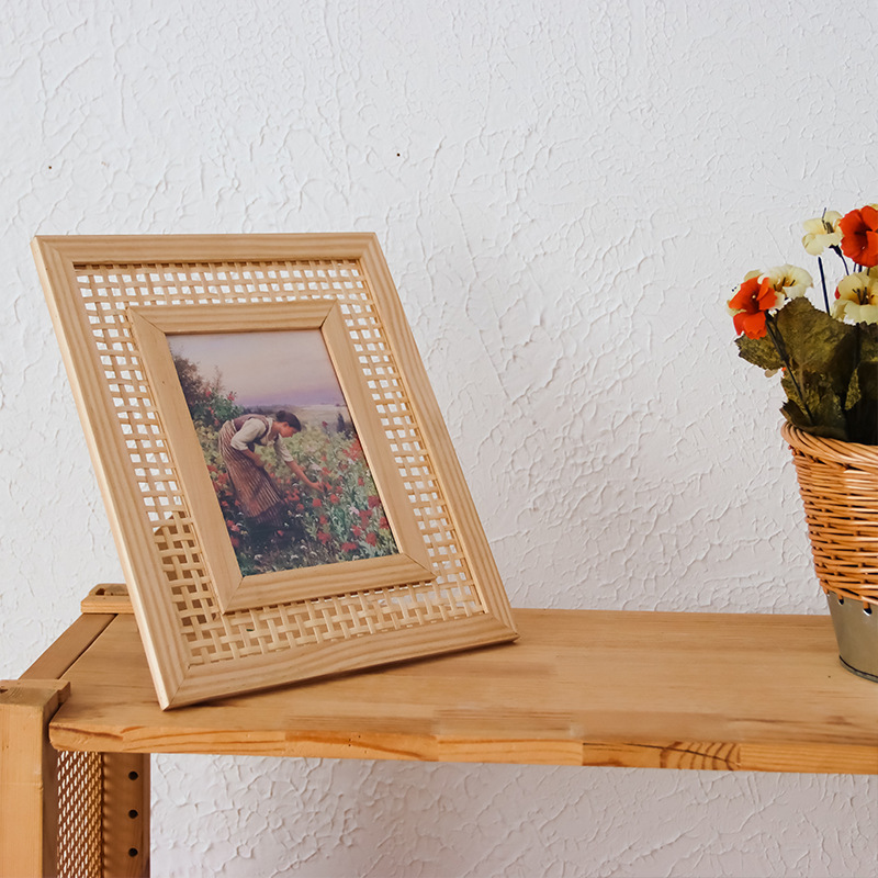 Nordic Solid Wood Rattan Woven - огляд і ціна Bamboo Photo Frame